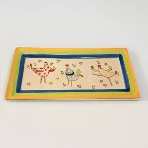 Vintage Rectangular FORESIDE Serving Platter Hen Chick Chicken Farm Animal Plate